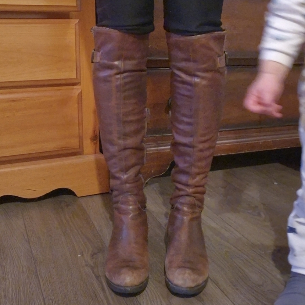 Women's Brown Leather Knee-High Boots